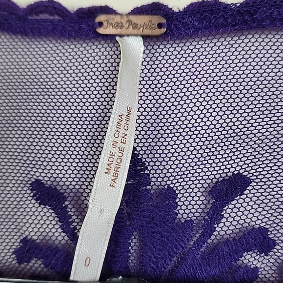 Free People Reign Over Me Size 0 Purple Brocade Damask Dress - Picture 4 of 6